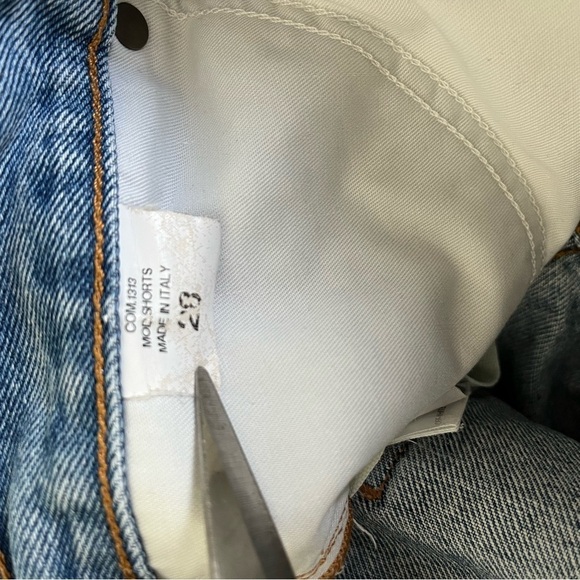 OFF-WHITE Main Label Blue Denim Shorts sz 28 Rose Stripe Virgil Abloh - Picture 9 of 16